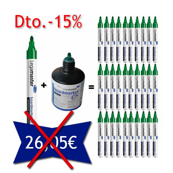 Pack 10 Rotuladores TZ 1 + 1 Bote Tinta 100ml. Color Verde